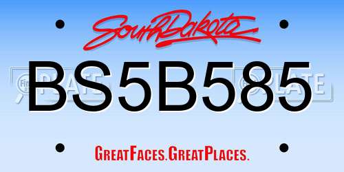 BS5B585 South Dakota License Plate