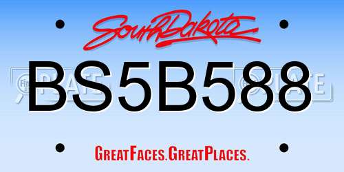 BS5B588 South Dakota License Plate