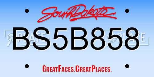BS5B858 South Dakota License Plate