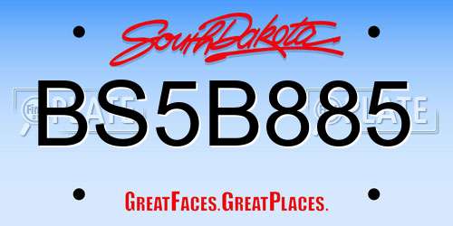 BS5B885 South Dakota License Plate
