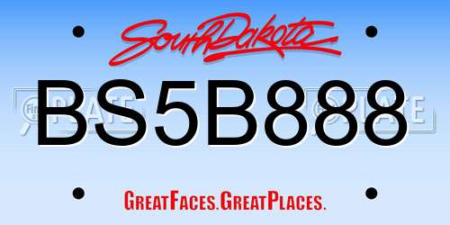 BS5B888 South Dakota License Plate