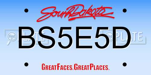 BS5E5D South Dakota License Plate