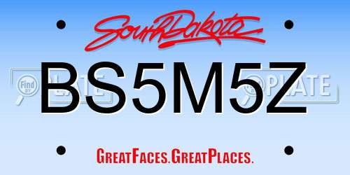 BS5M5Z South Dakota License Plate