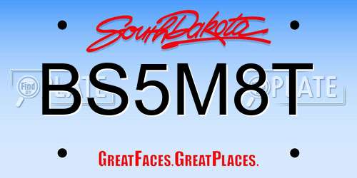 BS5M8T South Dakota License Plate