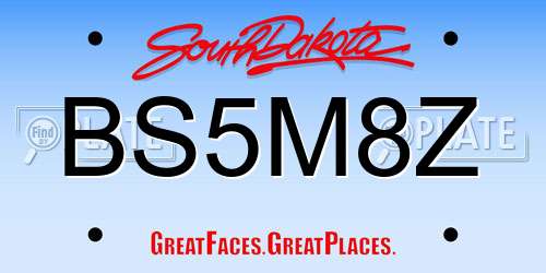BS5M8Z South Dakota License Plate