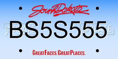 BS5S555 South Dakota License Plate