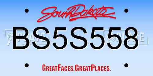 BS5S558 South Dakota License Plate