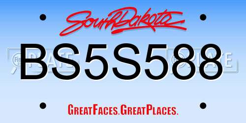 BS5S588 South Dakota License Plate