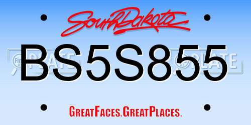 BS5S855 South Dakota License Plate