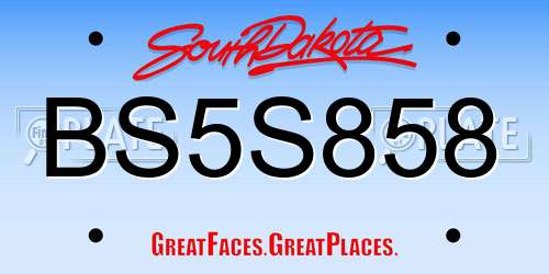 BS5S858 South Dakota License Plate