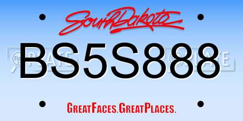 BS5S888 South Dakota License Plate