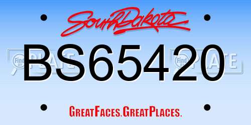 BS65420 South Dakota License Plate