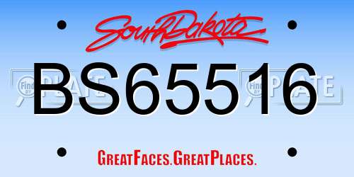 BS65516 South Dakota License Plate