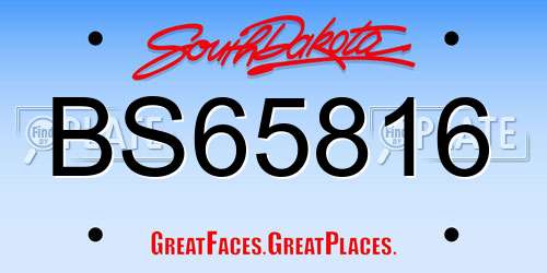 BS65816 South Dakota License Plate