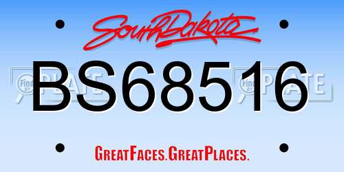 BS68516 South Dakota License Plate