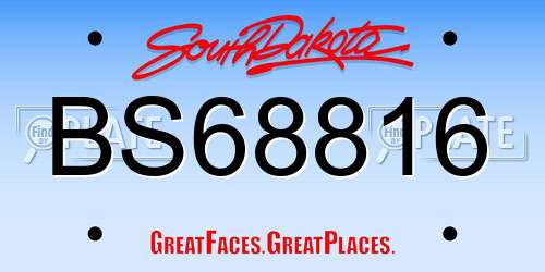 BS68816 South Dakota License Plate