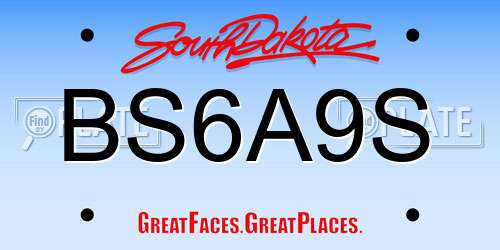BS6A9S South Dakota License Plate