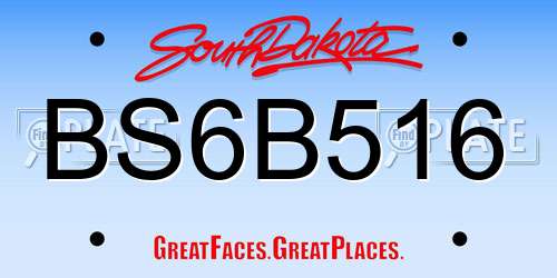 BS6B516 South Dakota License Plate