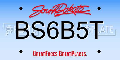 BS6B5T South Dakota License Plate