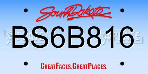 BS6B816 South Dakota License Plate