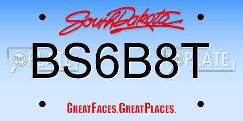 BS6B8T South Dakota License Plate