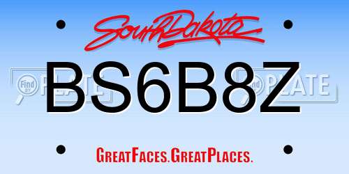 BS6B8Z South Dakota License Plate