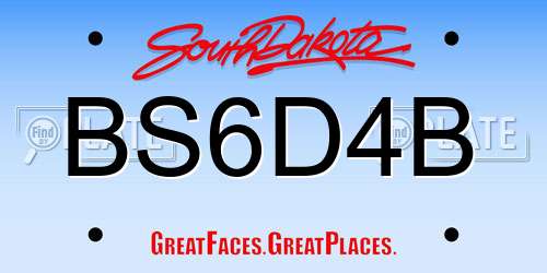 BS6D4B South Dakota License Plate