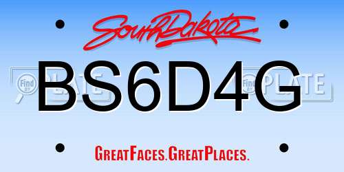 BS6D4G South Dakota License Plate