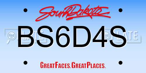 BS6D4S South Dakota License Plate