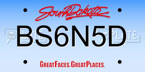 BS6N5D South Dakota License Plate