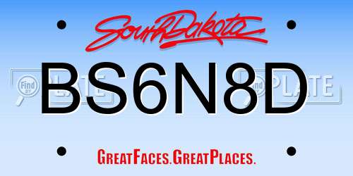BS6N8D South Dakota License Plate