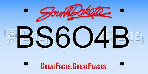 BS6O4B South Dakota License Plate