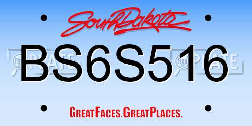BS6S516 South Dakota License Plate