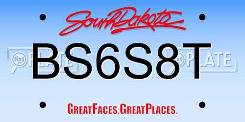 BS6S8T South Dakota License Plate