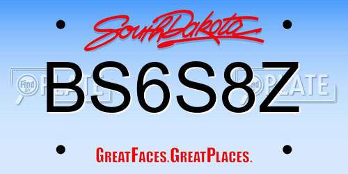 BS6S8Z South Dakota License Plate