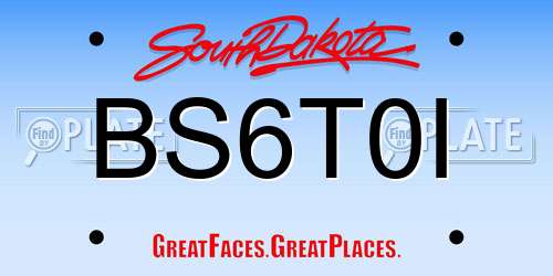 BS6T0I South Dakota License Plate