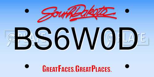 BS6W0D South Dakota License Plate