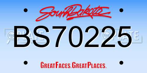 BS70225 South Dakota License Plate