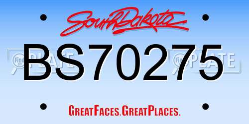 BS70275 South Dakota License Plate