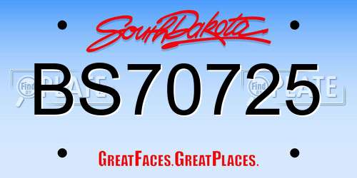 BS70725 South Dakota License Plate