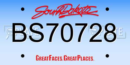 BS70728 South Dakota License Plate