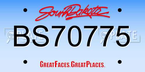 BS70775 South Dakota License Plate