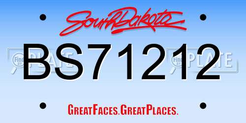 BS71212 South Dakota License Plate