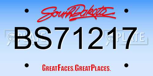 BS71217 South Dakota License Plate