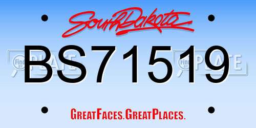 BS71519 South Dakota License Plate