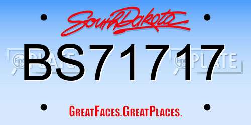BS71717 South Dakota License Plate
