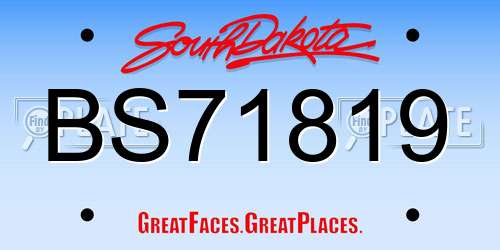 BS71819 South Dakota License Plate