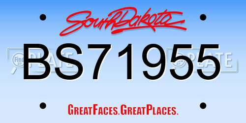 BS71955 South Dakota License Plate