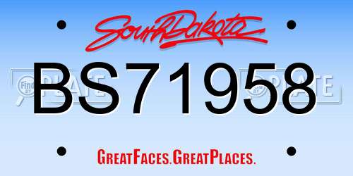 BS71958 South Dakota License Plate