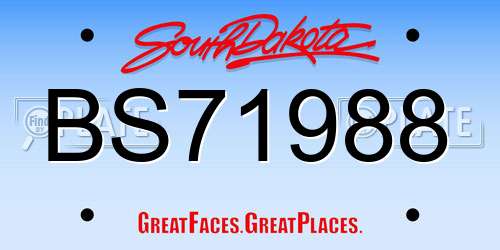 BS71988 South Dakota License Plate